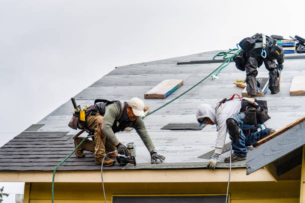 Professional Gutter Installation technician working in Sharon, MS
